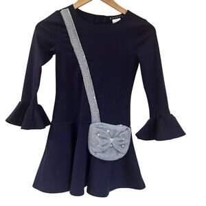 Biscotti Collection Blue Dress with Attached Purse - Size 7